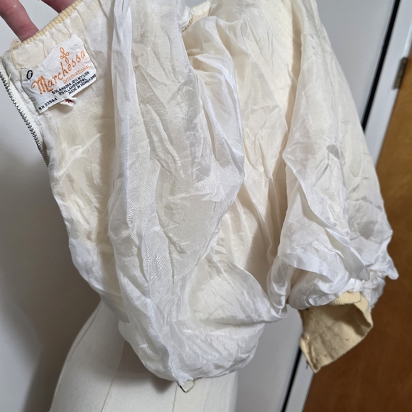 Marchesa Cocktail Sweater Tank Vintage 1960's Mid Century Rhintestone Cream Wool - Picture 12 of 16